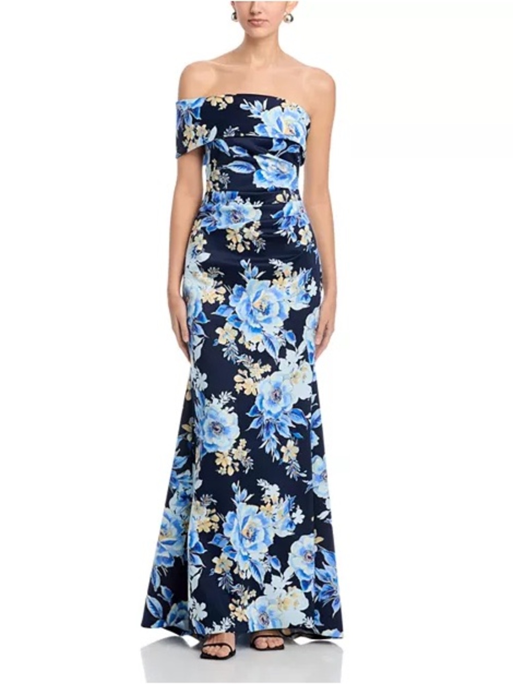 Eliza J Navy Off-Shoulder Floral Maxi Dress